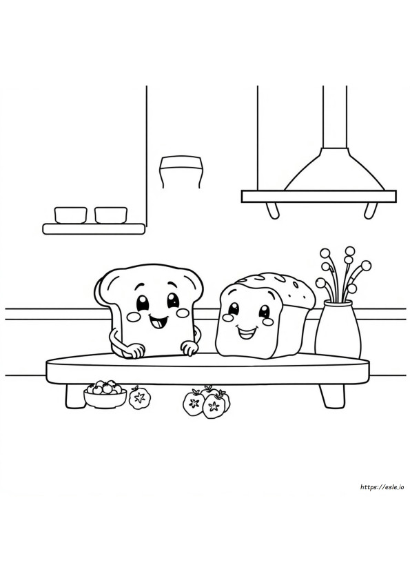 Bread Cartoon Coloring
