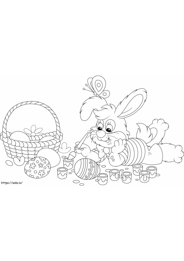 Lying Rabbit Drawing Easter Eggs Scaled coloring page