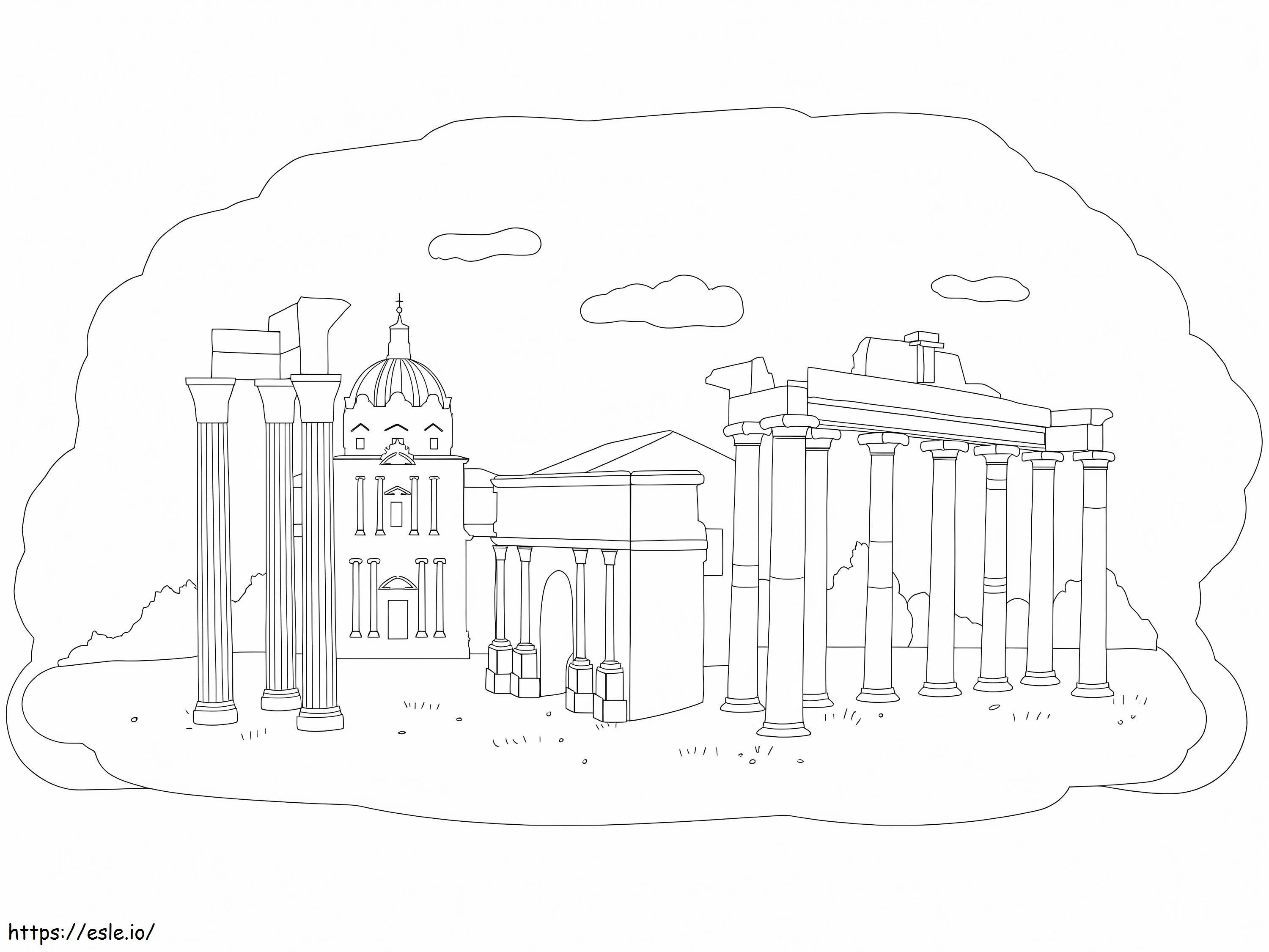 Coloriage Le Forum romain à imprimer dessin