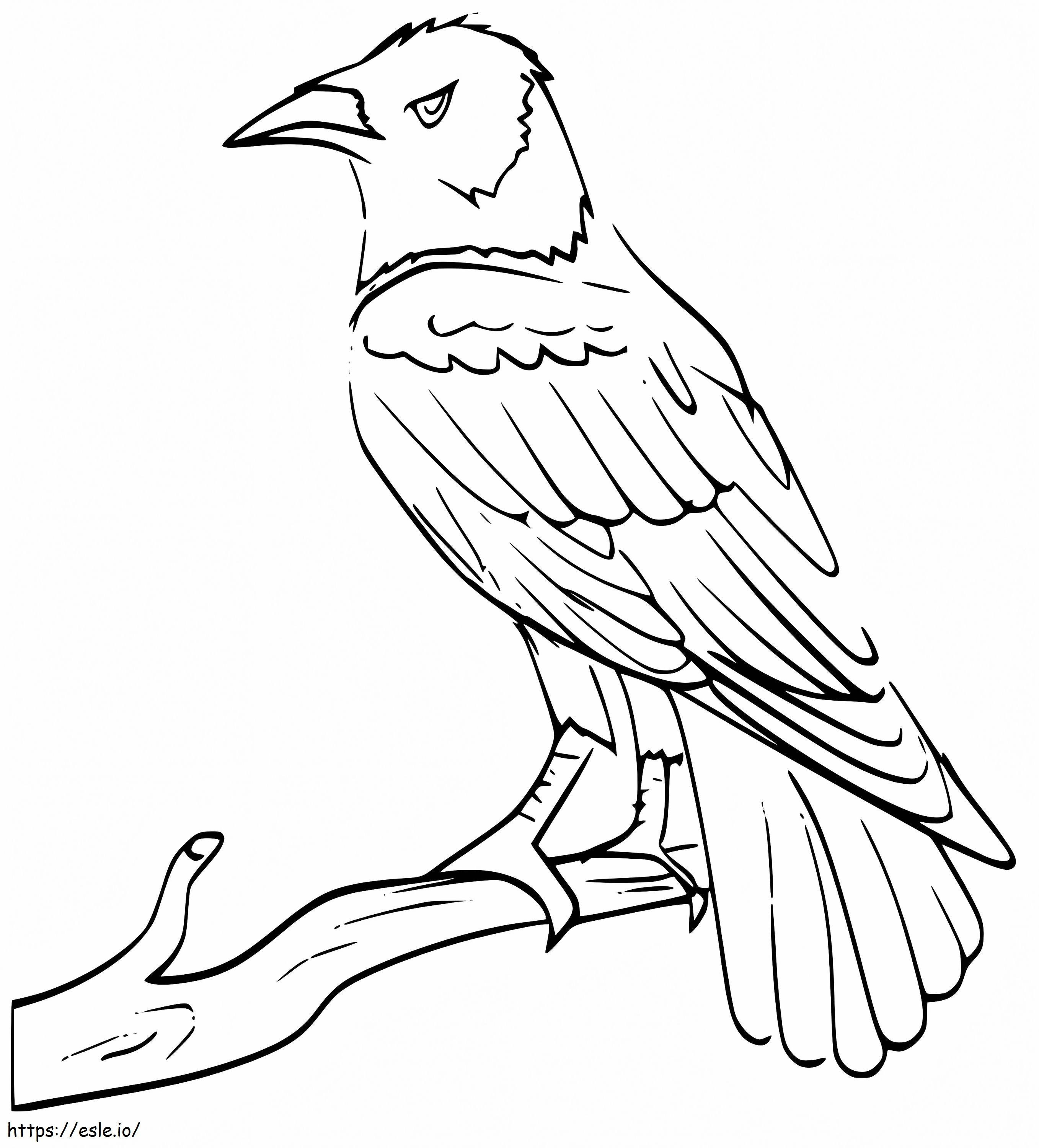 Coloriage Corbeau sur une branche à imprimer dessin