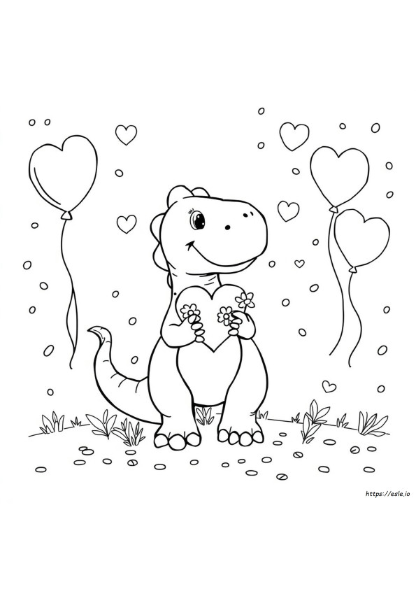 Dino San Valentino Disegno Da Colorare