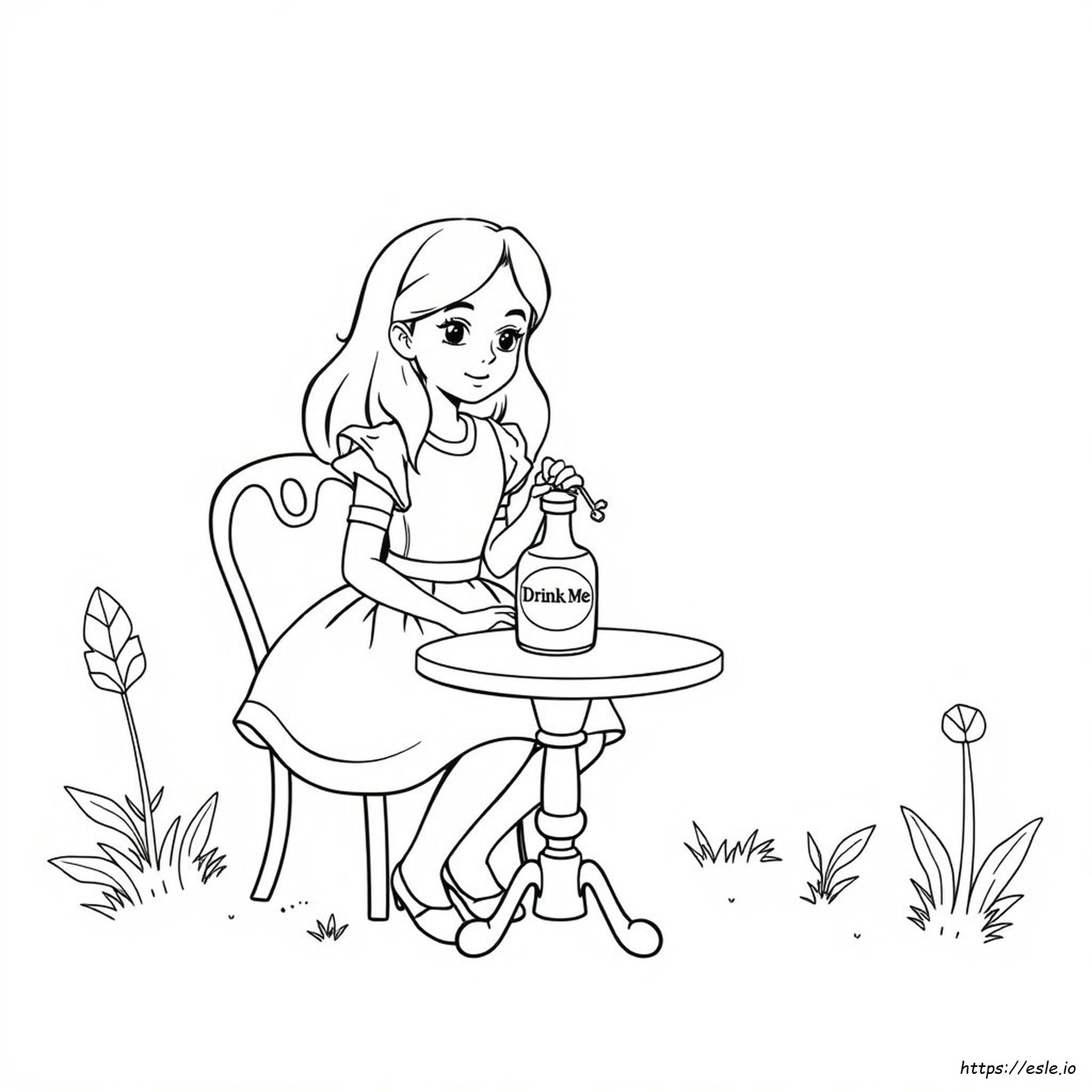 Drink Me Alice In Wonderland Coloring Page