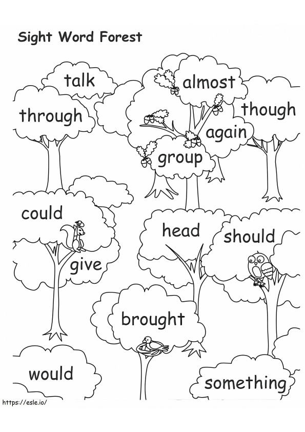 Forest Sight Words coloring page