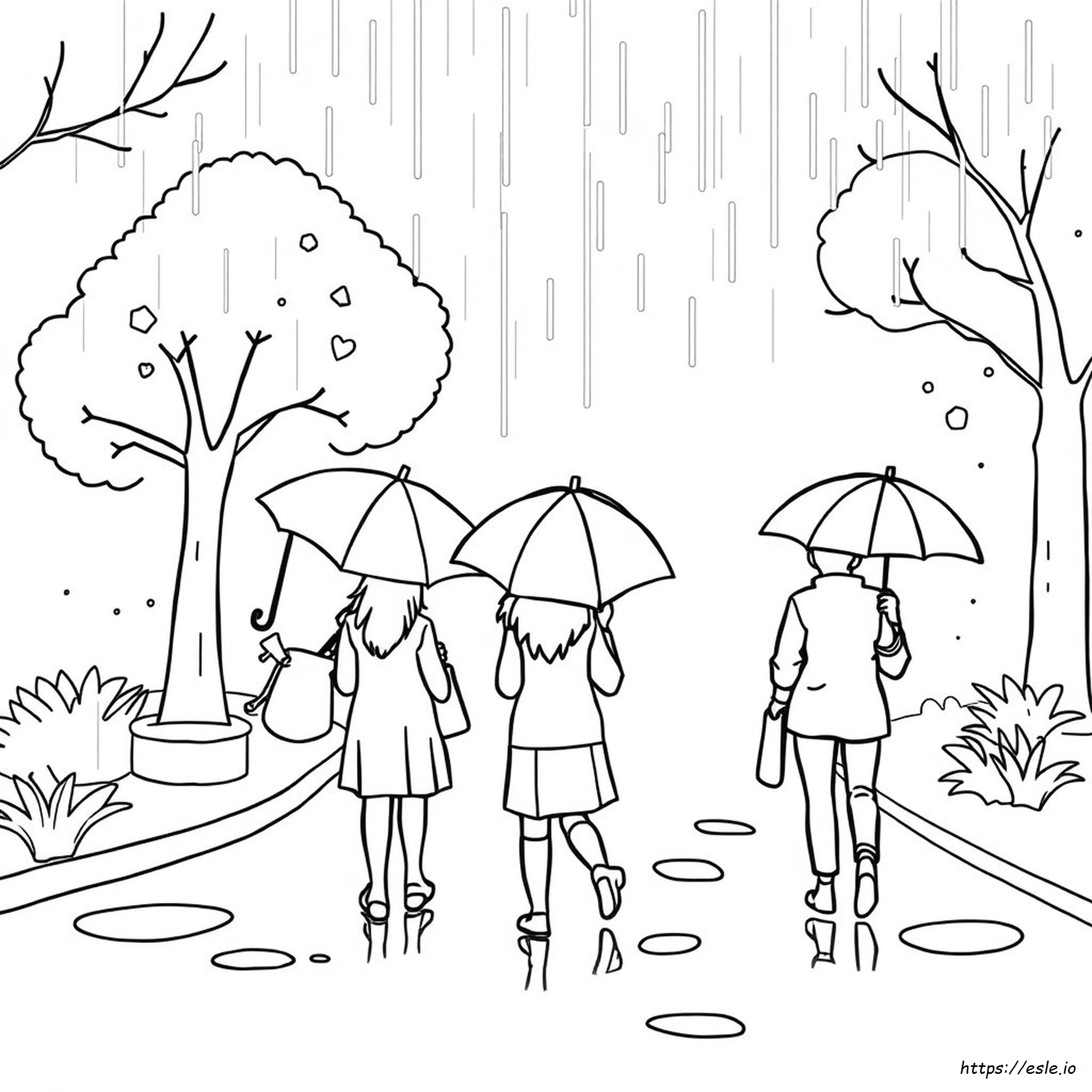 Coloring Pages Umbrella Rain