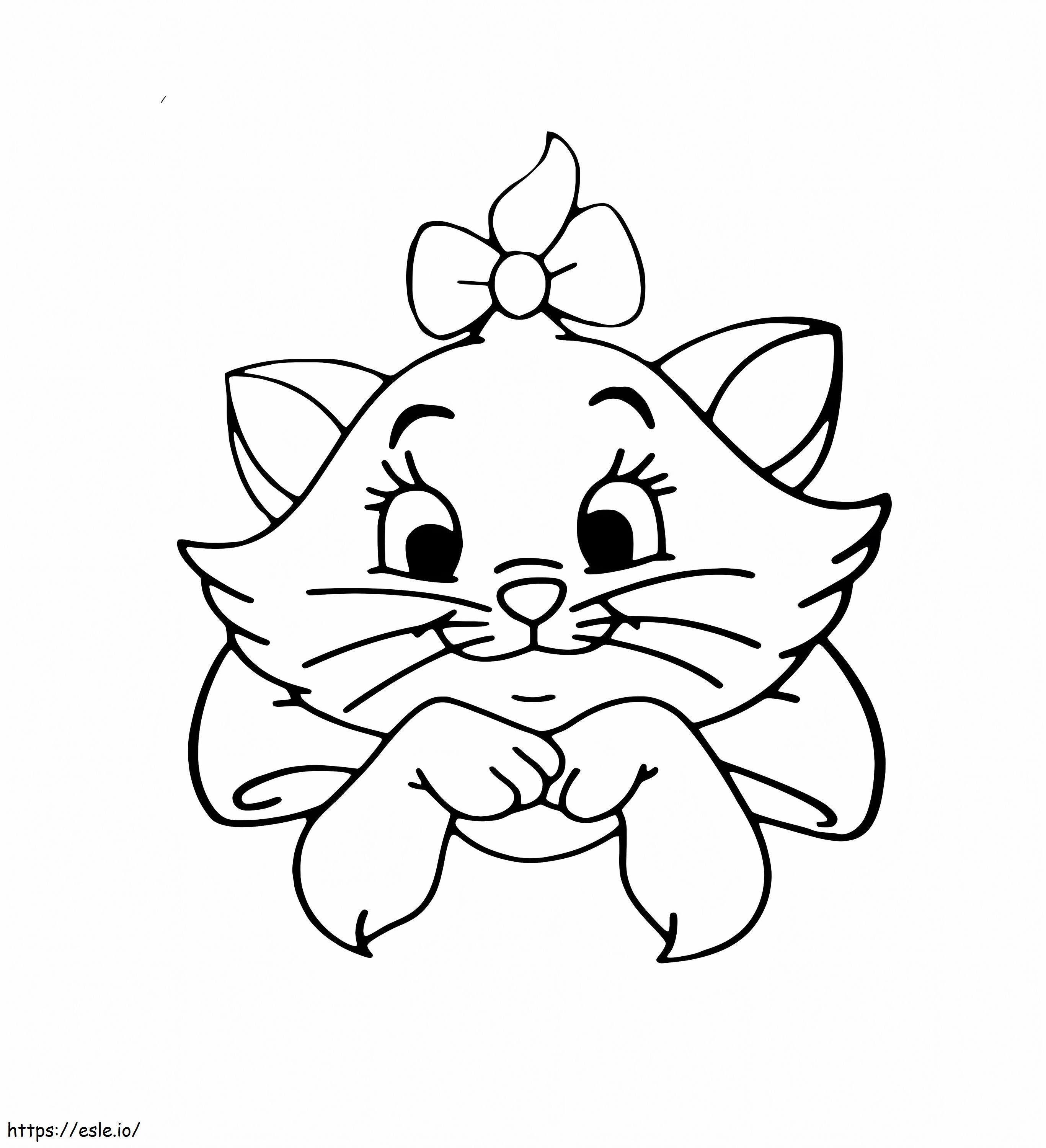 Cute Marie Cat Head For Coloring coloring page