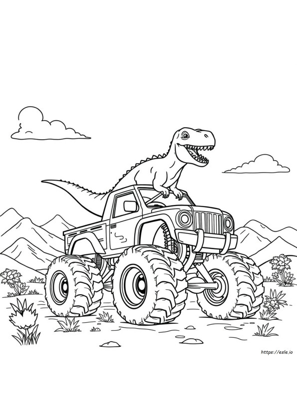 Dino Monster Truck Coloring Page