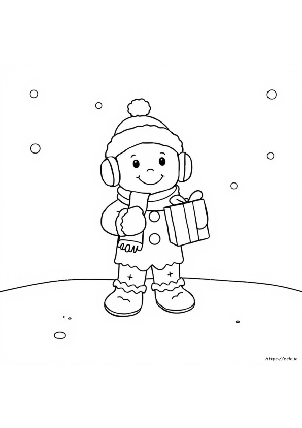 かわいいクリスマス ジンジャーブレッドマン ぬりえ