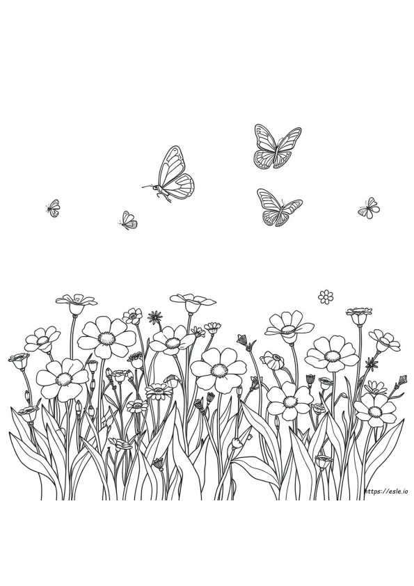 Dibujos Para Colorear De Flores Y Mariposas