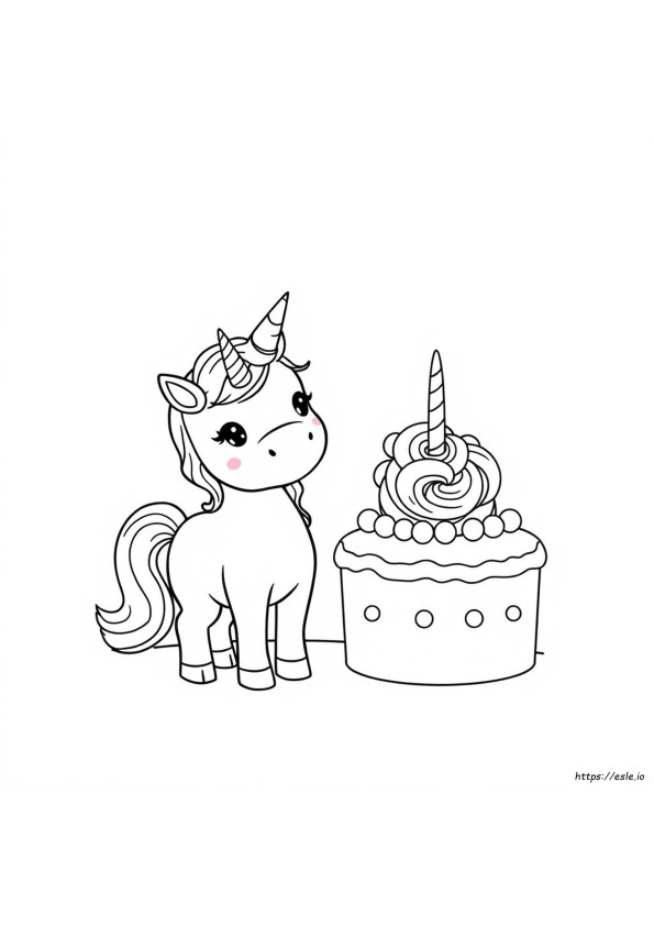 Torta Unicorno Arcobaleno Carina Da Colorare