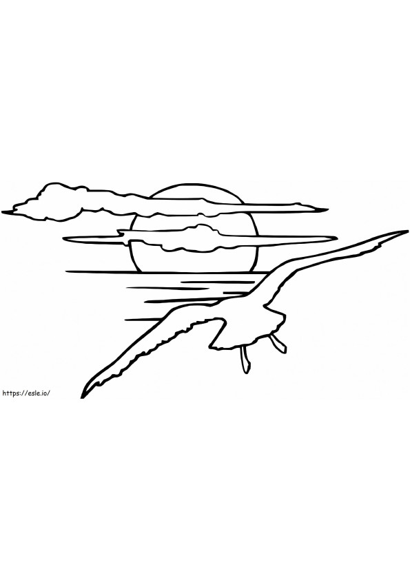 Seagull In The Sunset coloring page
