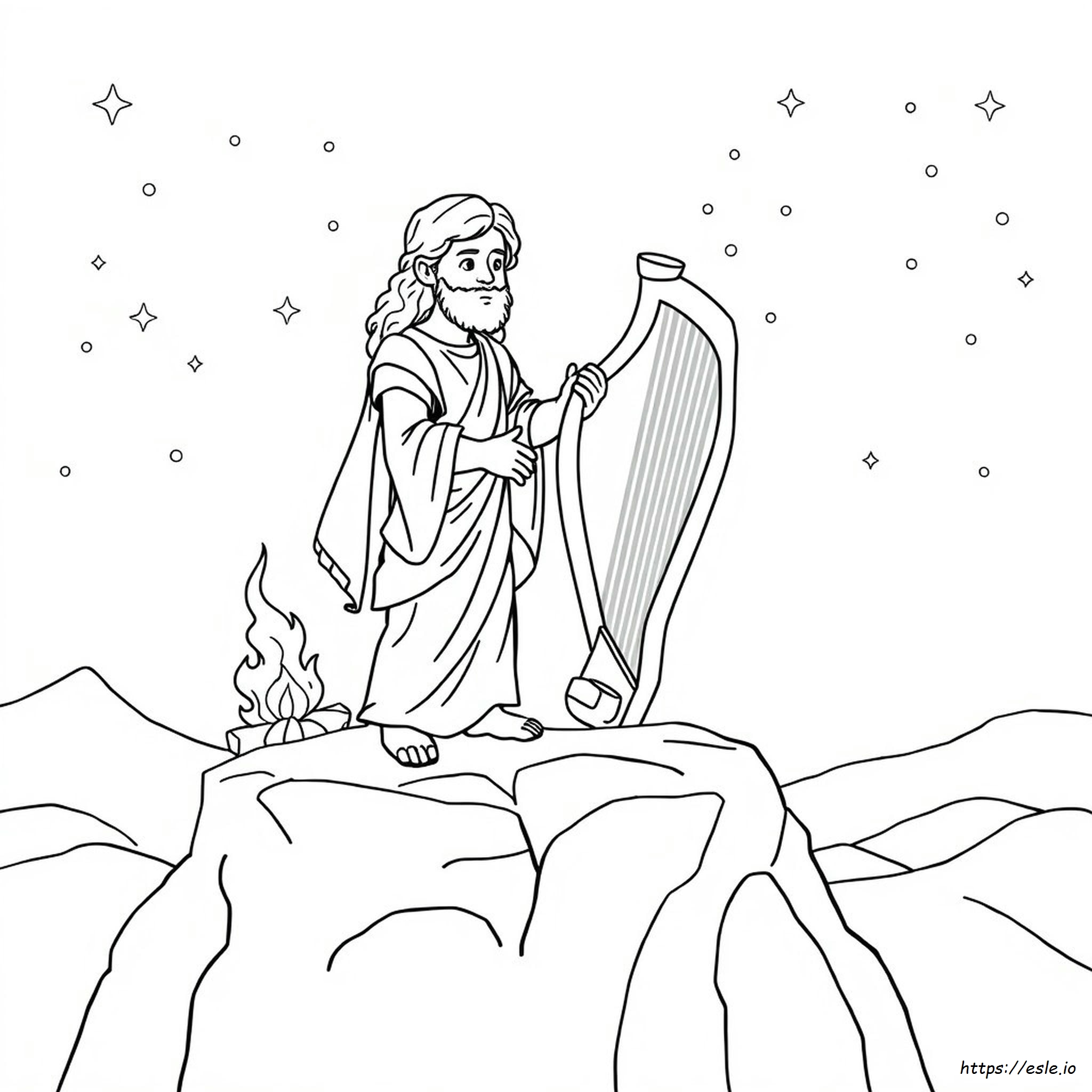 David Playing The Harp Coloring Page