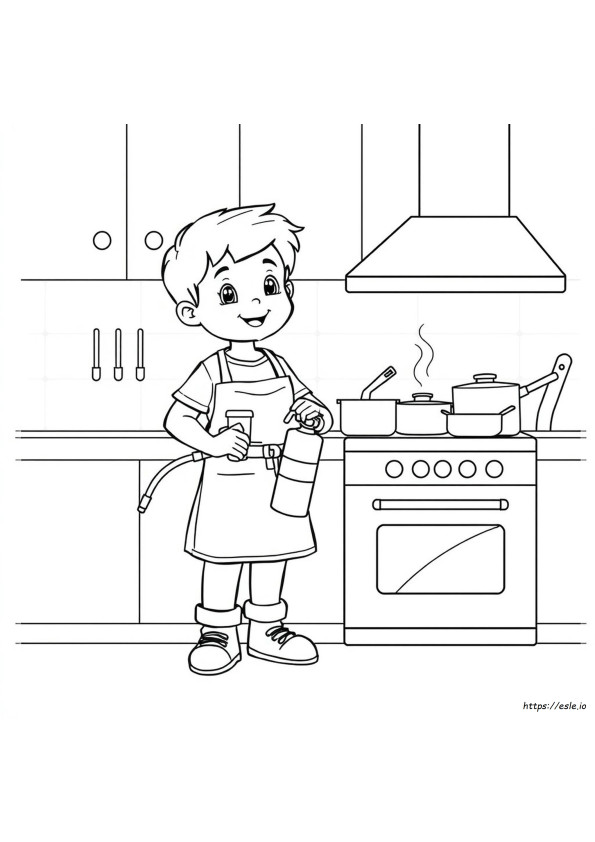 Páginas Para Colorear De Seguridad En La Cocina