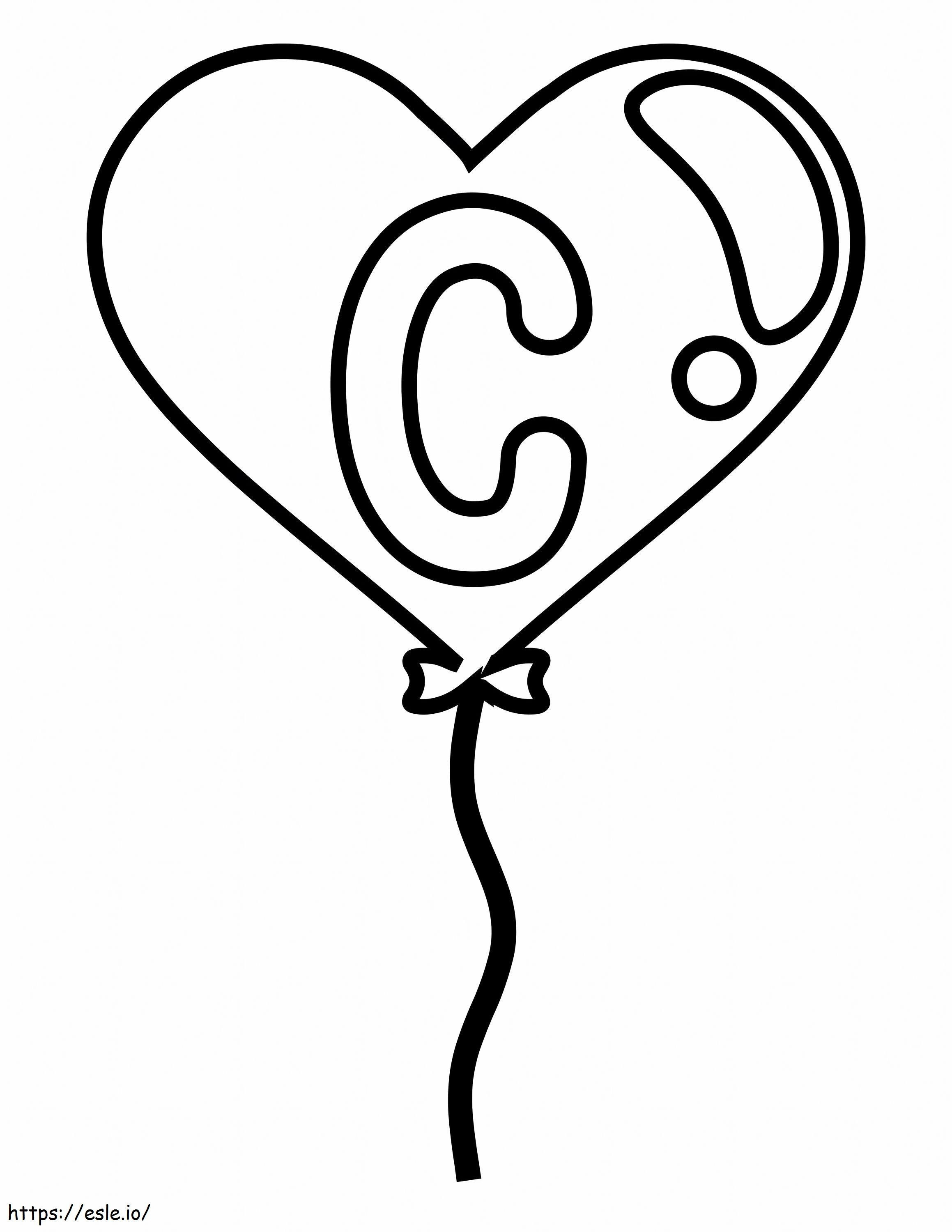 Letra C Fácil Em Balão De Coração para colorir