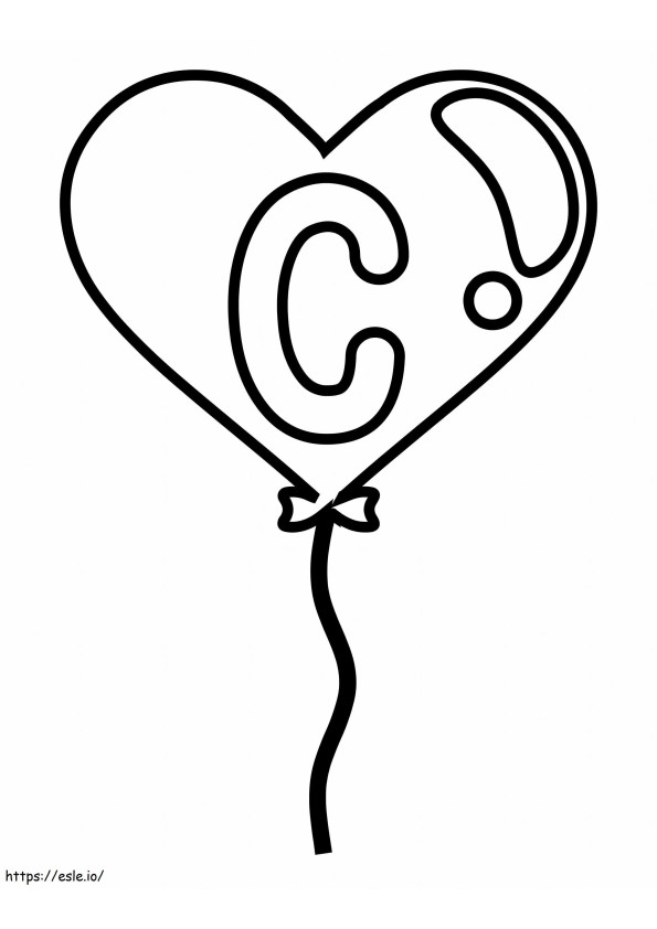Letra C Fácil Em Balão De Coração para colorir