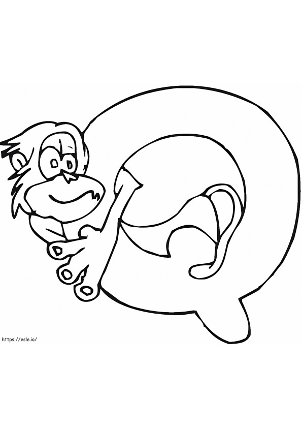 Letra Q Macaco para colorir