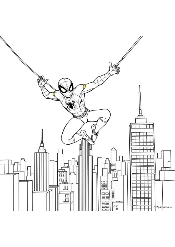 Spiderman Jumping Coloring Page