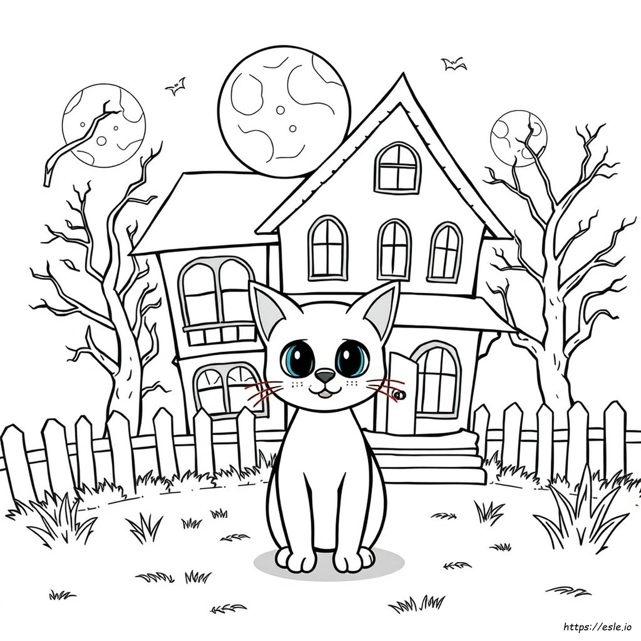 Gruselige Comic Katze Ausmalbilder