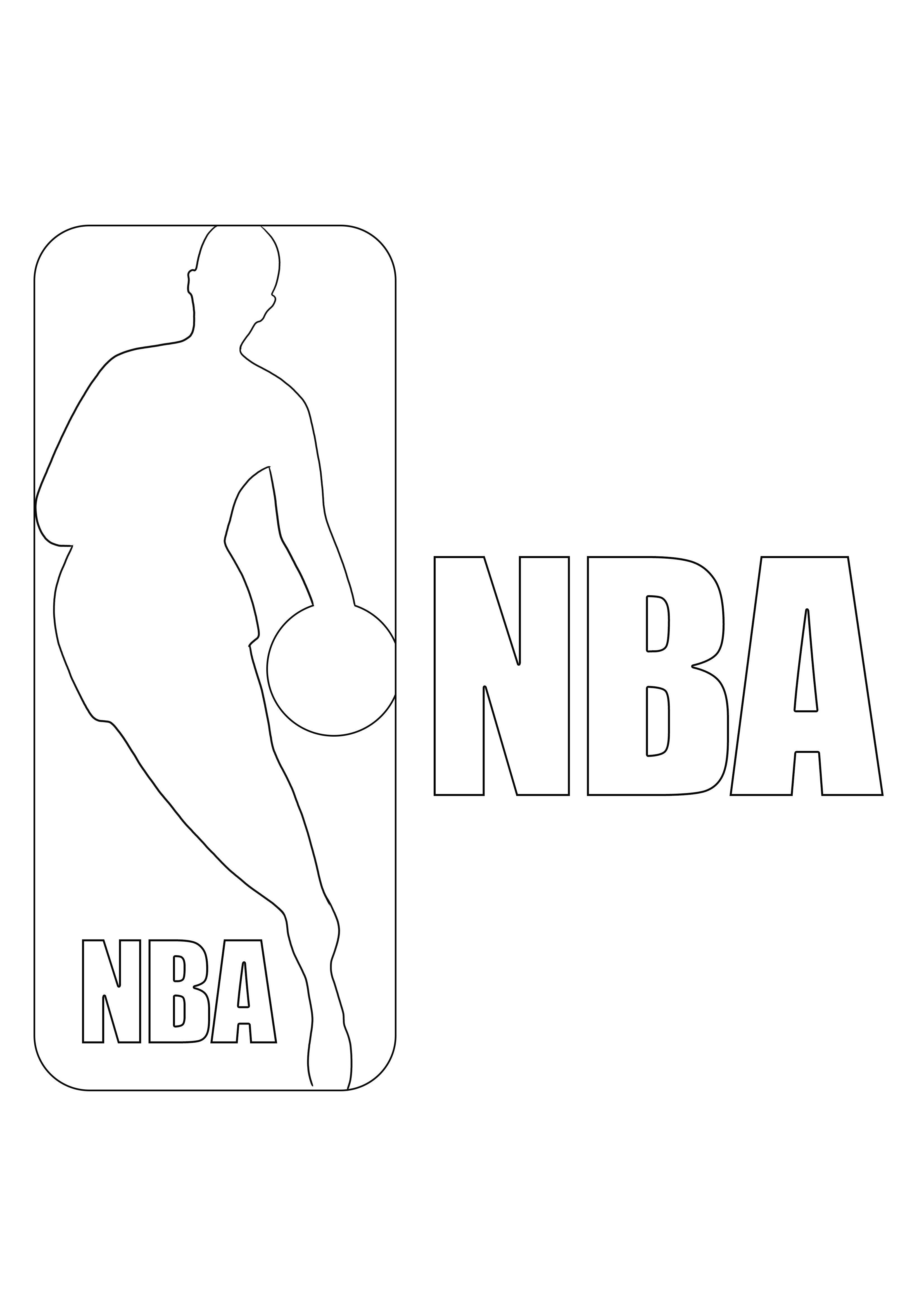 NBA-logo, gratis in te kleuren voor kinderen die van NBA en sport houden kleurplaat