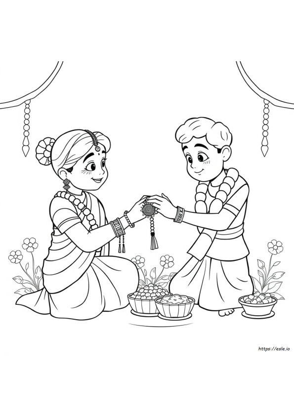 Raksha Bandhan Gambar Mewarnai