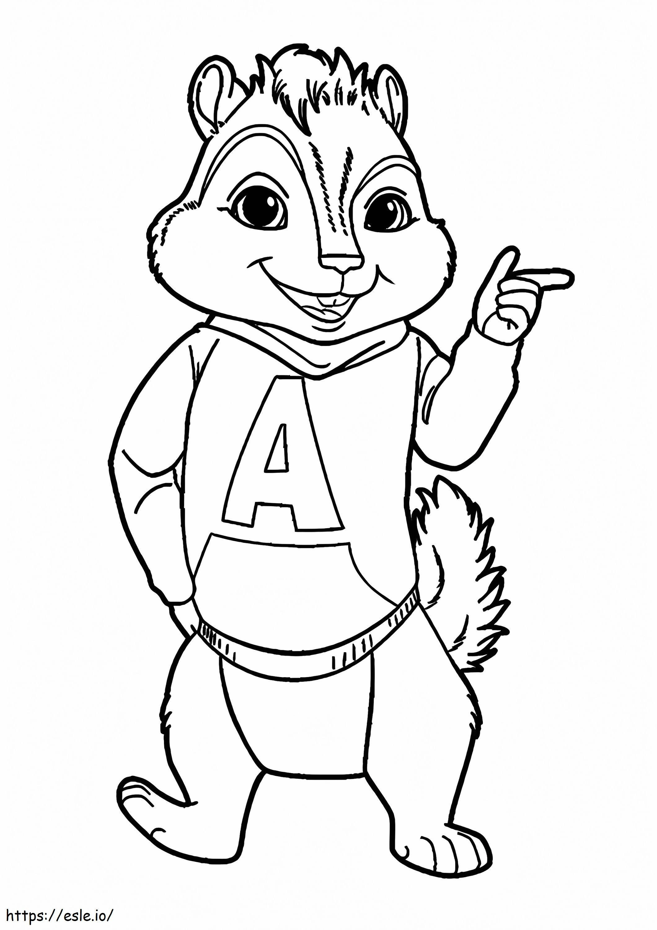 Coloriage  Cool Alvin dans Alvin et le Chipmunk A4 à imprimer dessin