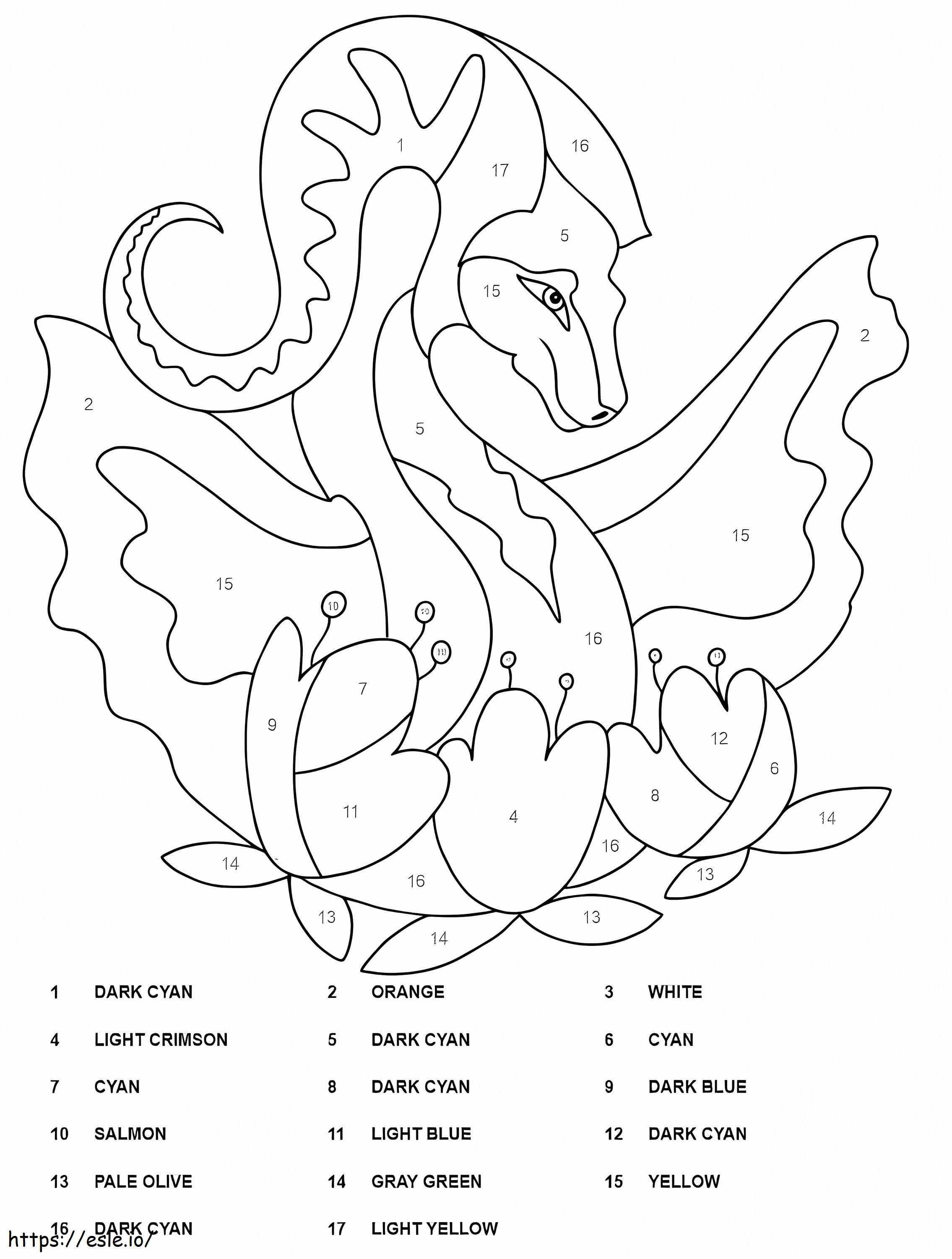 Coloriage Incroyable dragon couleur par numéro à imprimer dessin