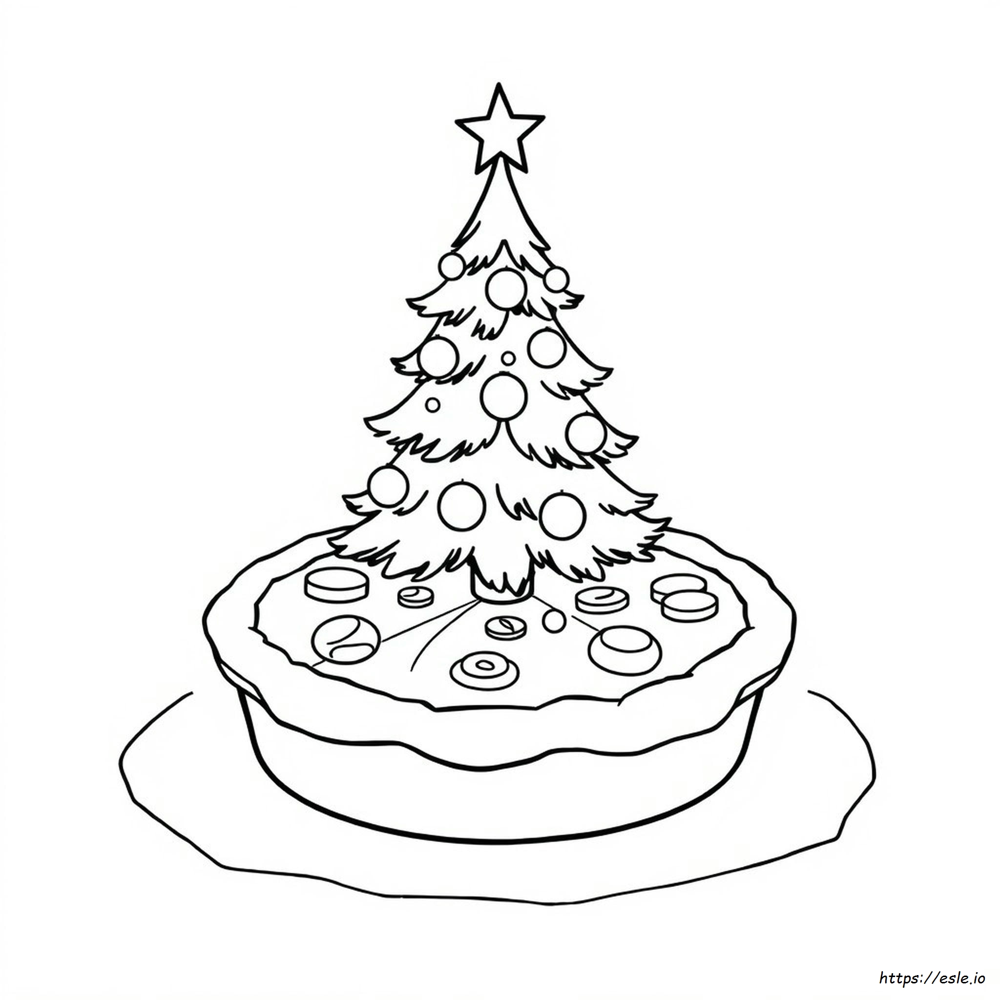 Christmas Pizza Coloring Page