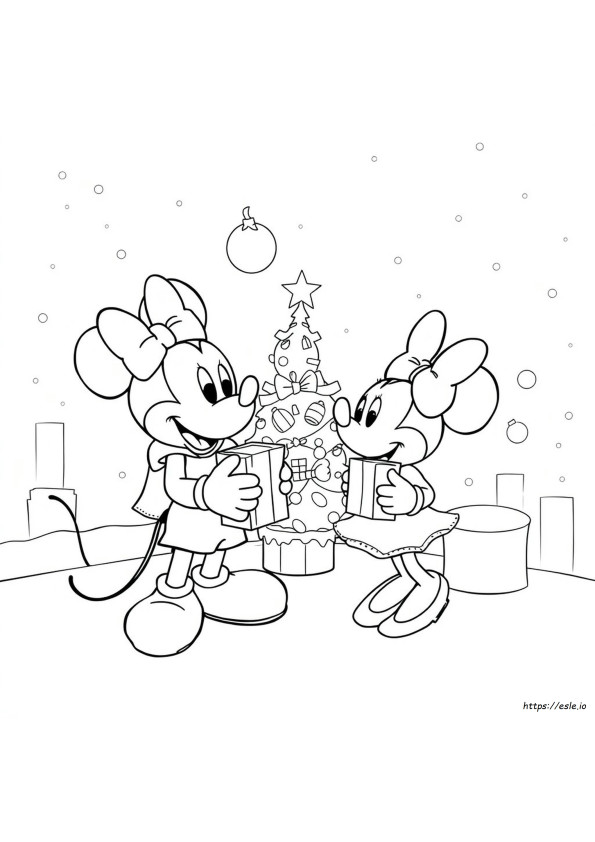 Desene De Colorat Mickey Și Minnie De Crăciun