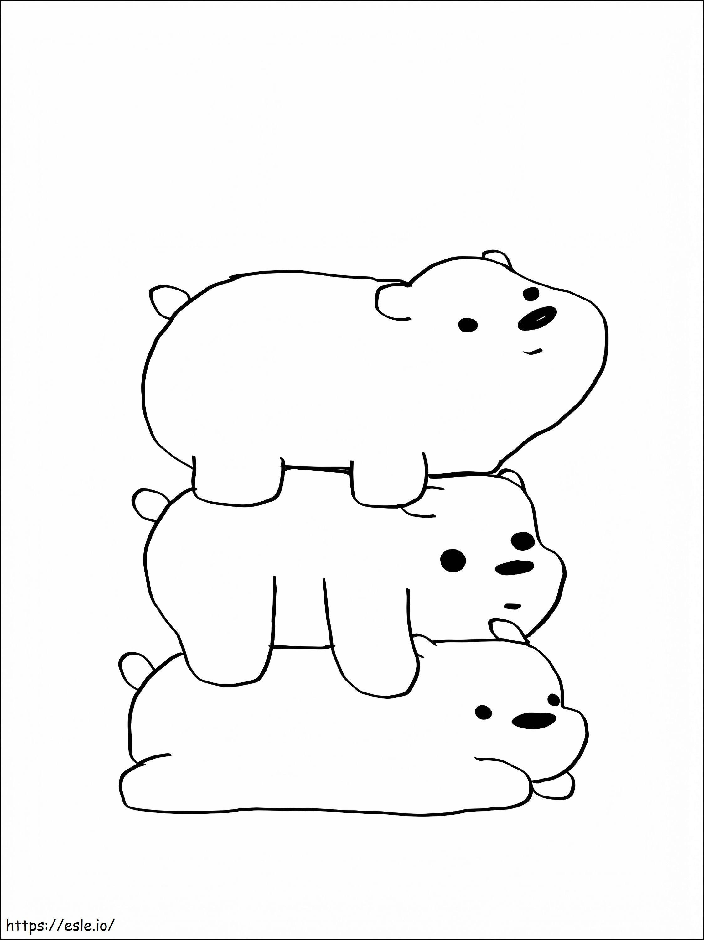 Kolme makaavaa karhua värityskuva