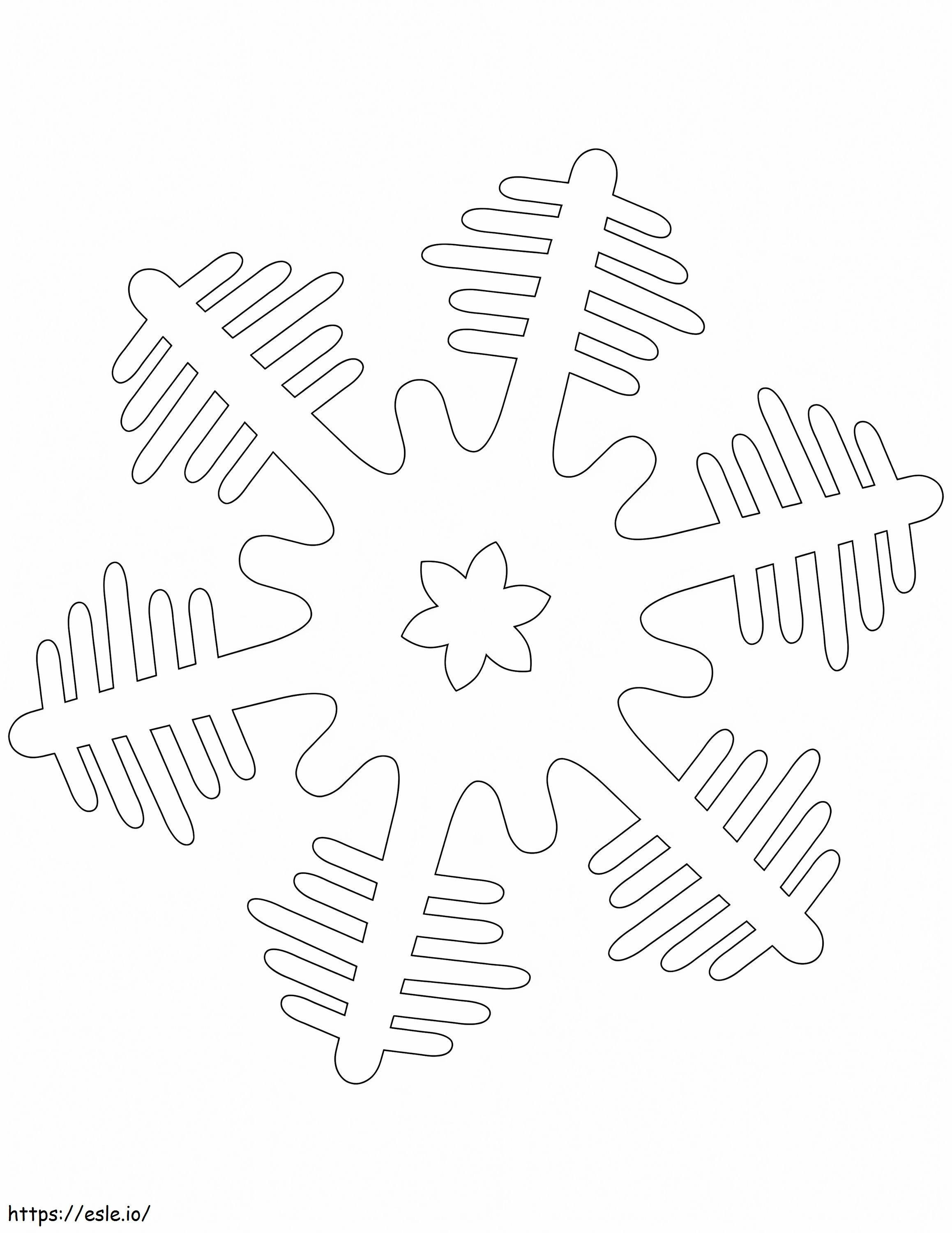 Coloriage  Flocon de neige avec des arbres de Noël à imprimer dessin