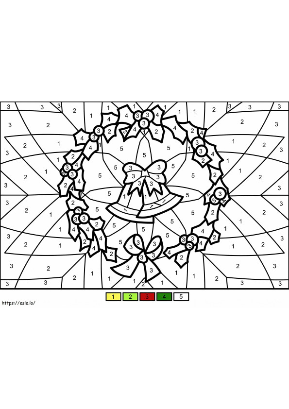 Christmas Wreath And Bells Color By Number coloring page