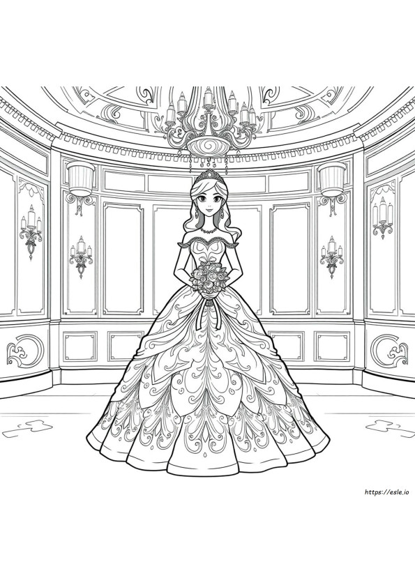 Princess Coloring Beautiful Dress Ball Gown Coloring Pages
