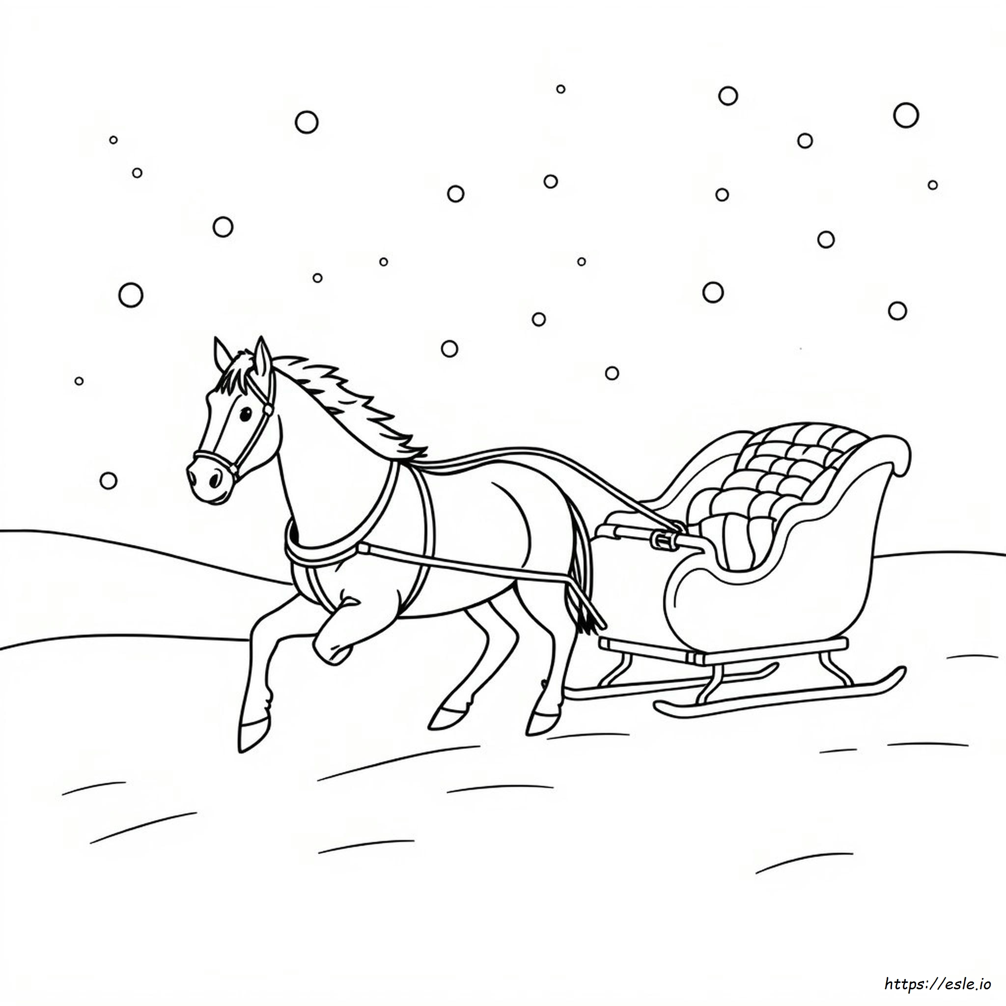 Horse And Sleigh Coloring Page