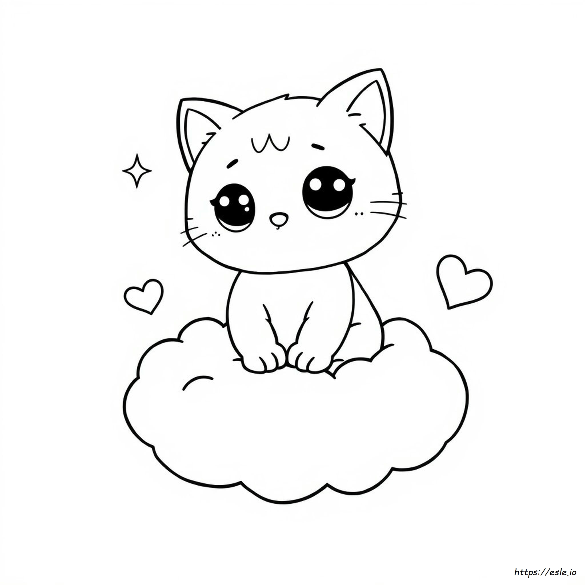Kawaii Cat Coloring Sheet