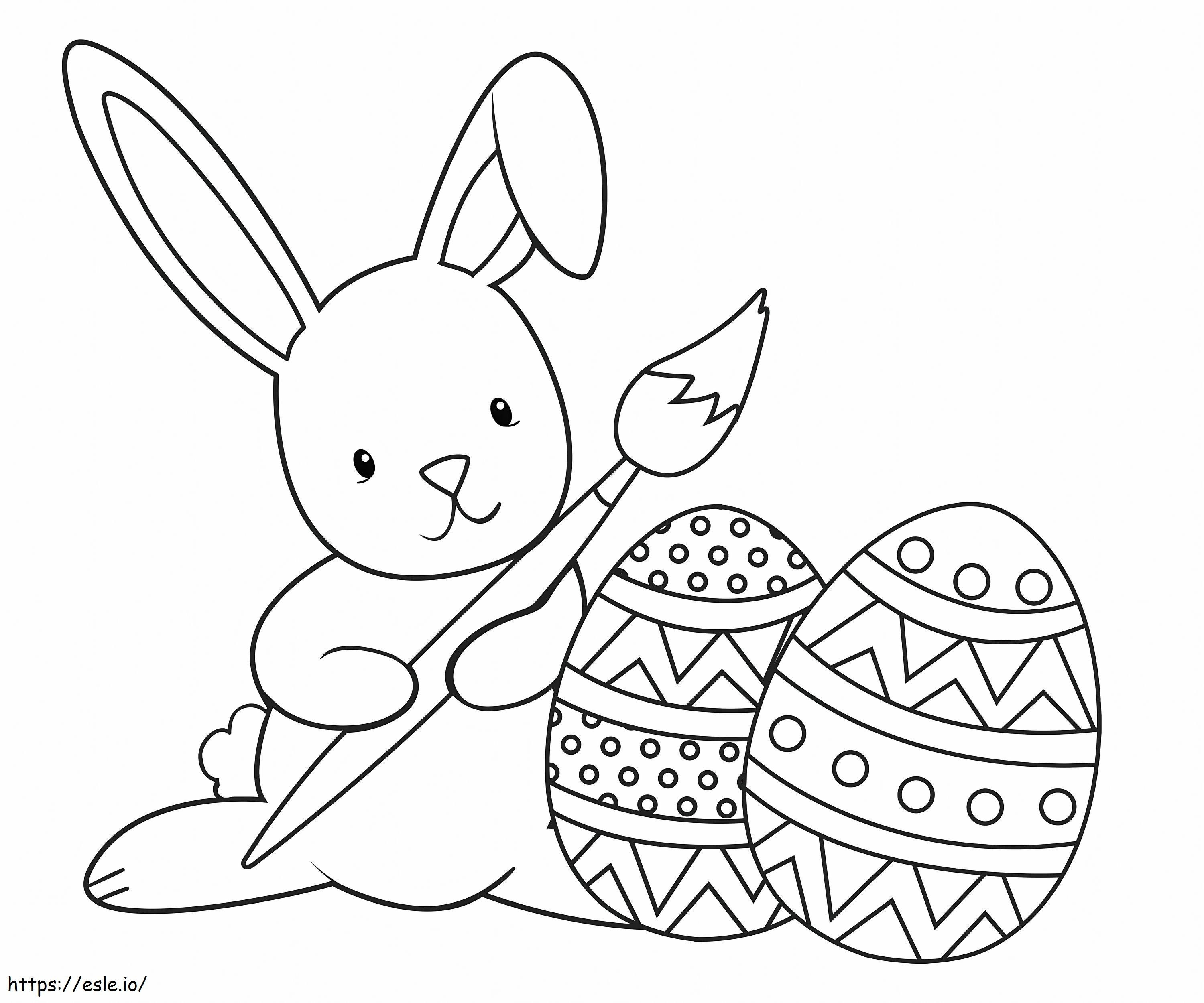 Coniglietto che disegna le uova di Pasqua da colorare