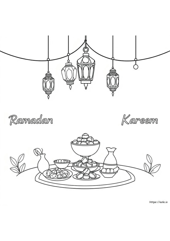 Ramadán Kareem Hoja Para Colorear
