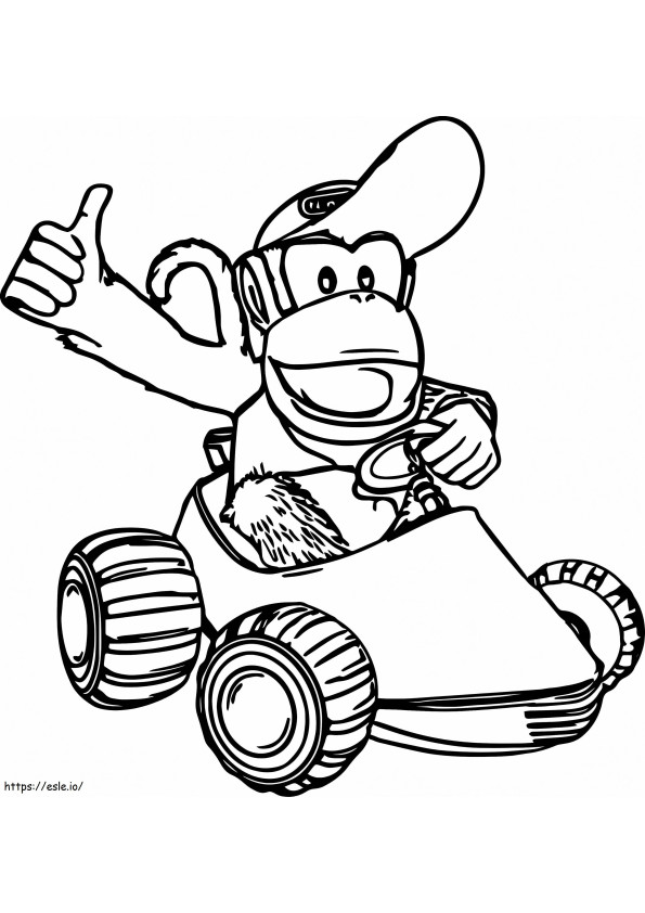 Coloriage Diddy Kong au volant à imprimer dessin