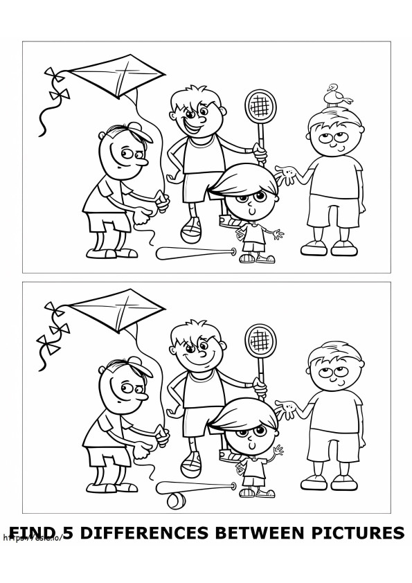 Printable Find Five Differences coloring page