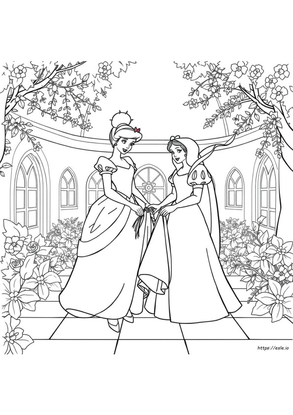 Cinderella Snow White Disney Princess Coloring Pages
