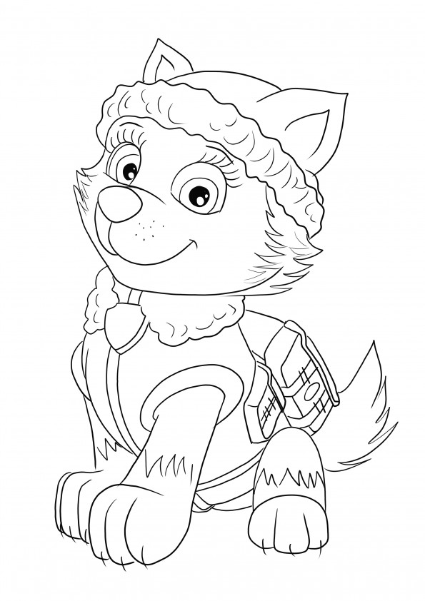 Paw Patrol Everest is waiting to be downloaded and colored easily