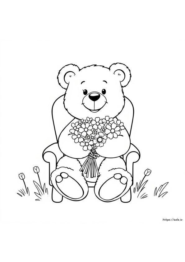 かわいいテディベアの無料ぬりえ