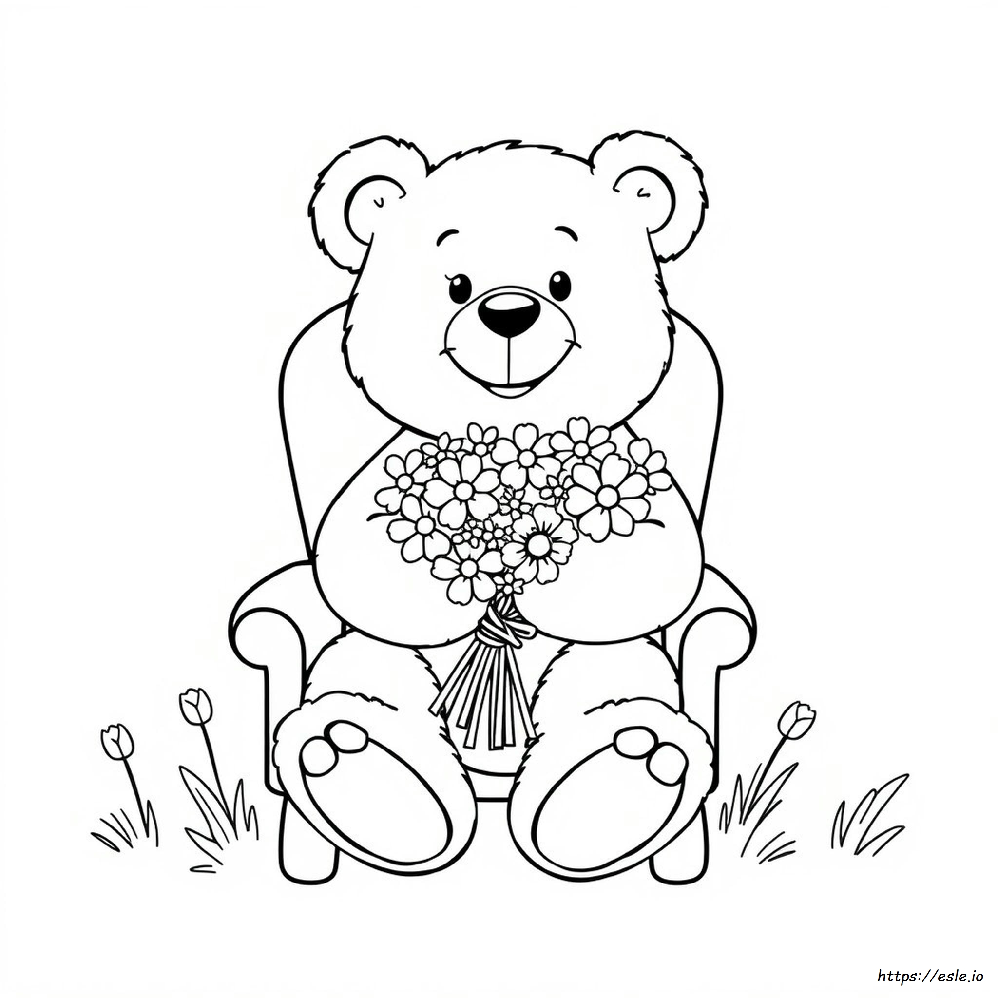 かわいいテディベアの無料ぬりえ