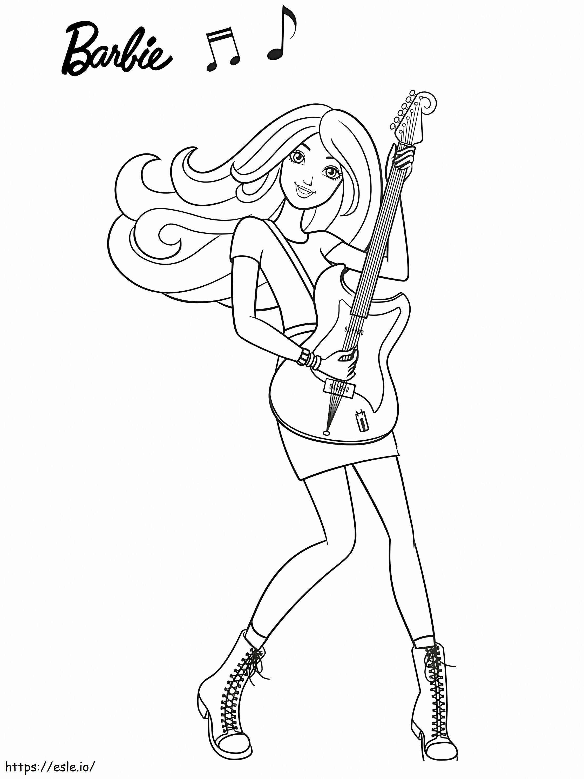 Barbie che suona la chitarra da colorare