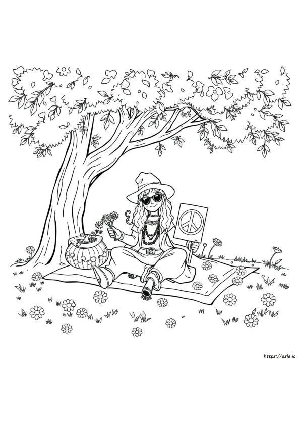 Gambar Mewarnai Hippie Gratis