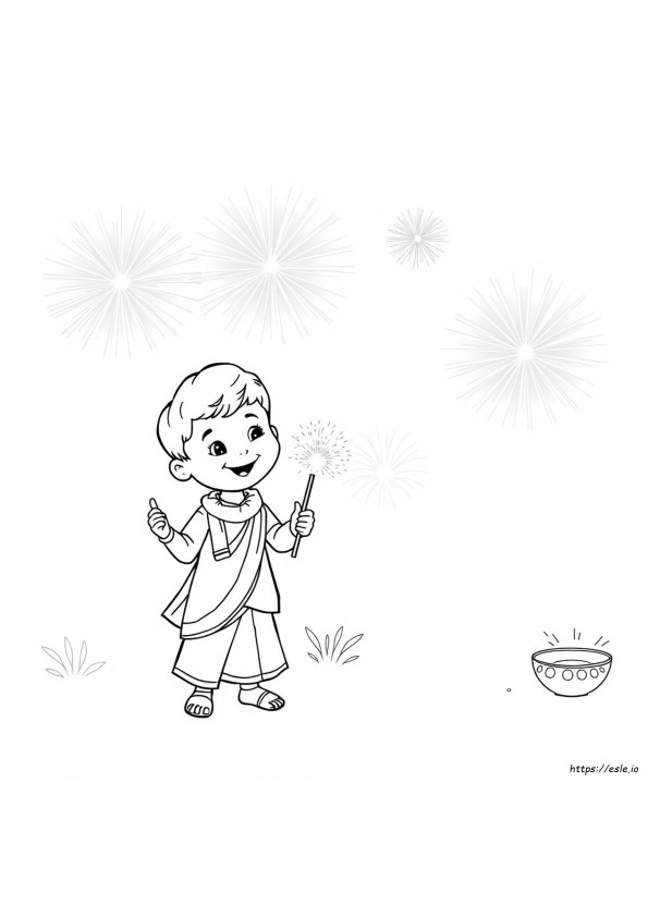Mewarnai Kembang Api Diwali Garis Besar