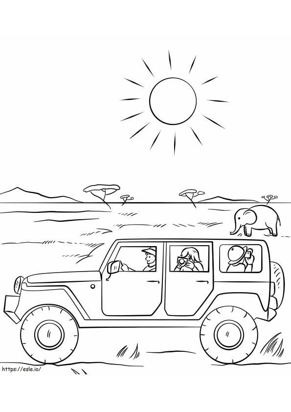 Safari-jeep kleurplaat