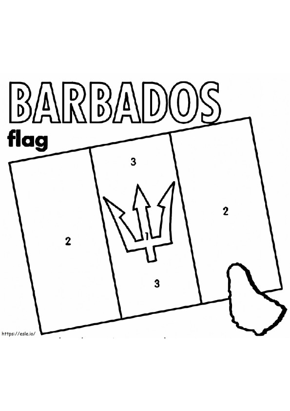 Vlag van Barbados 3 kleurplaat