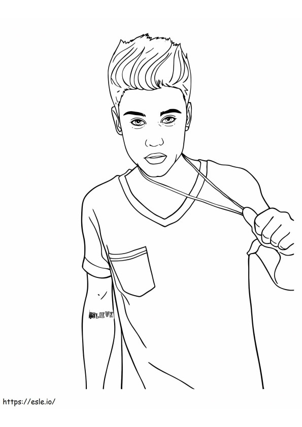 Justin Bieber com penteado rebaixado para colorir