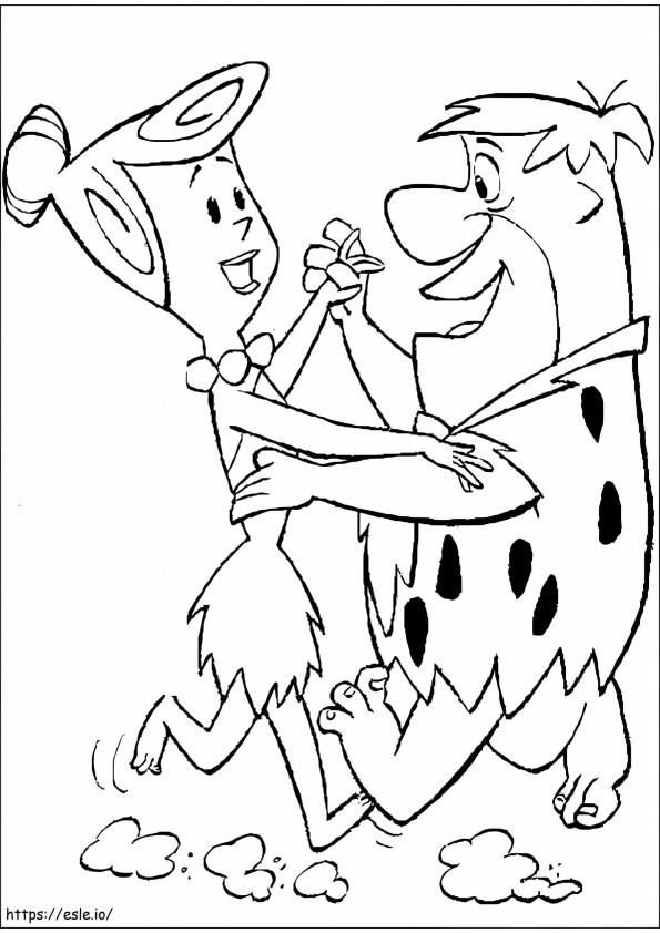 Fred en Wilma van The Flintstones kleurplaat