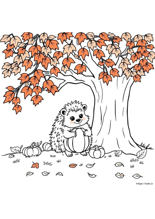 Coloriage Hérisson D'automne