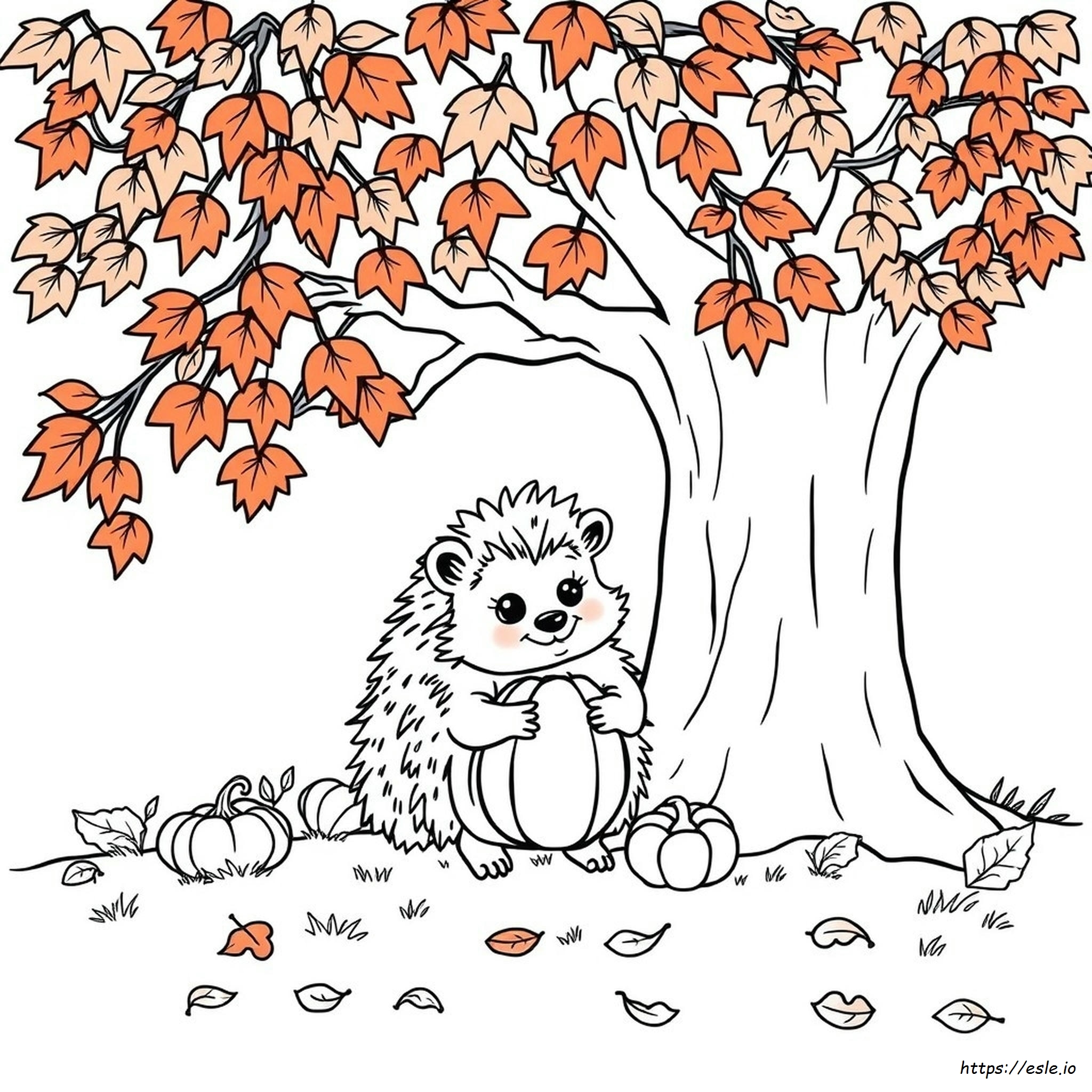 Autumn Hedgehog Coloring Page